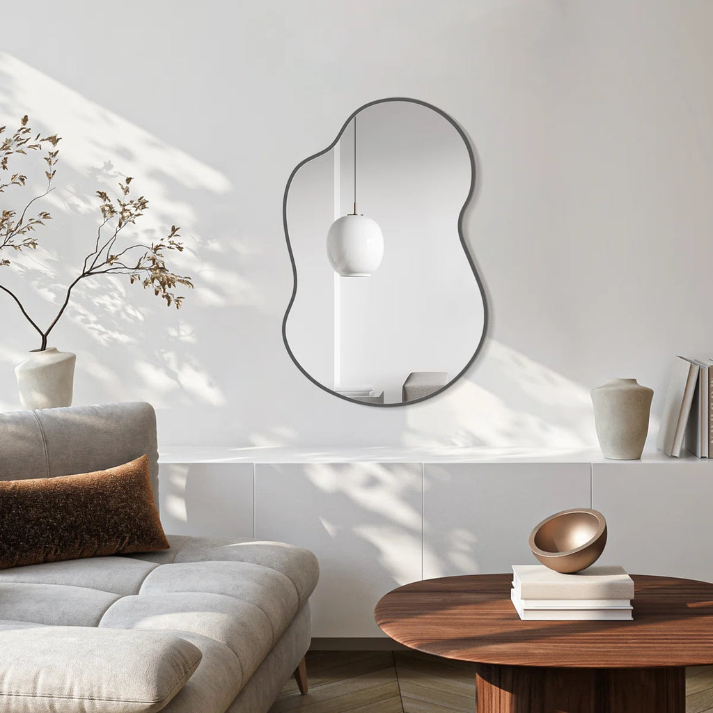Irregular Asymmetrical Wall Mirror Modern Metal Frame Decorative Mirror