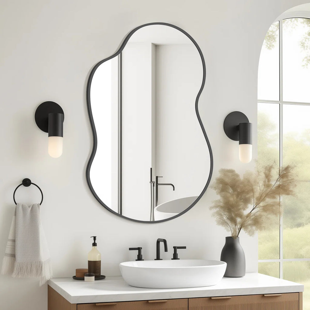 Irregular Asymmetrical Wall Mirror Modern Metal Frame Decorative Mirror