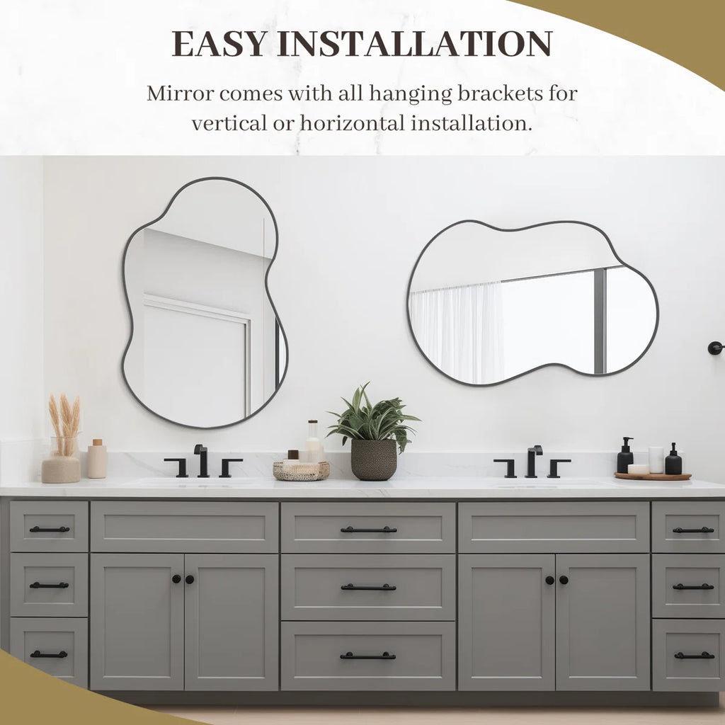 Irregular Asymmetrical Wall Mirror Modern Metal Frame Decorative Mirror