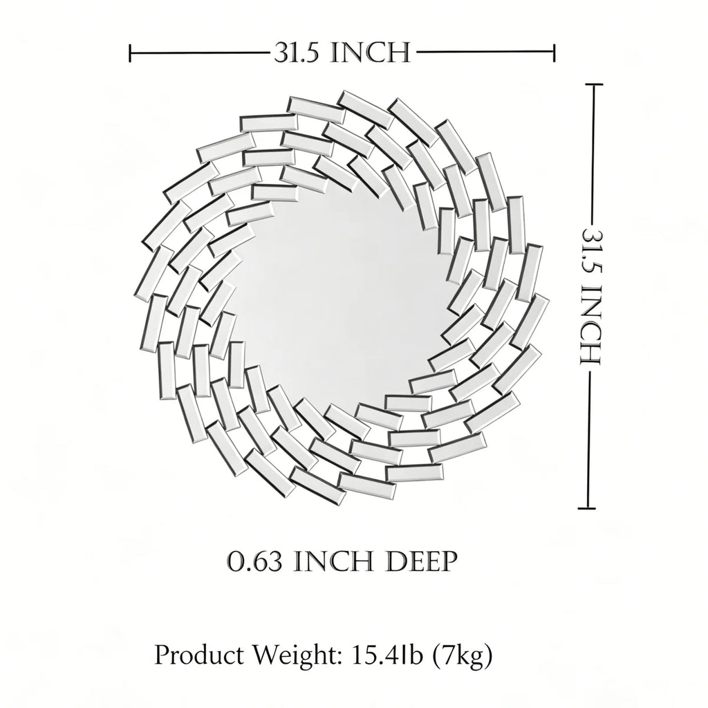 Freelon Sunburst Glass Round Wall Mirror Bathroom Mirror