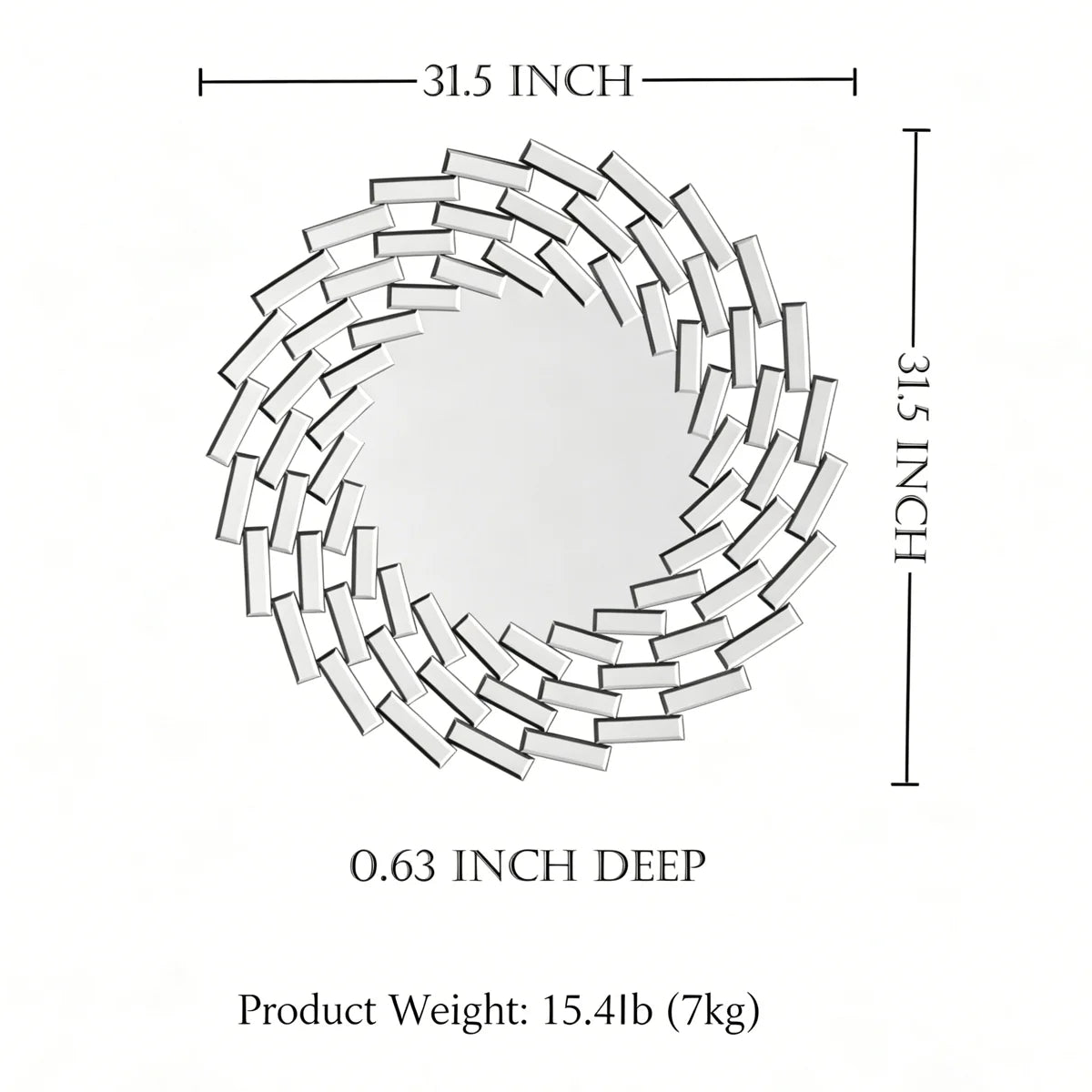 Freelon Sunburst Glass Round Wall Mirror Bathroom Mirror