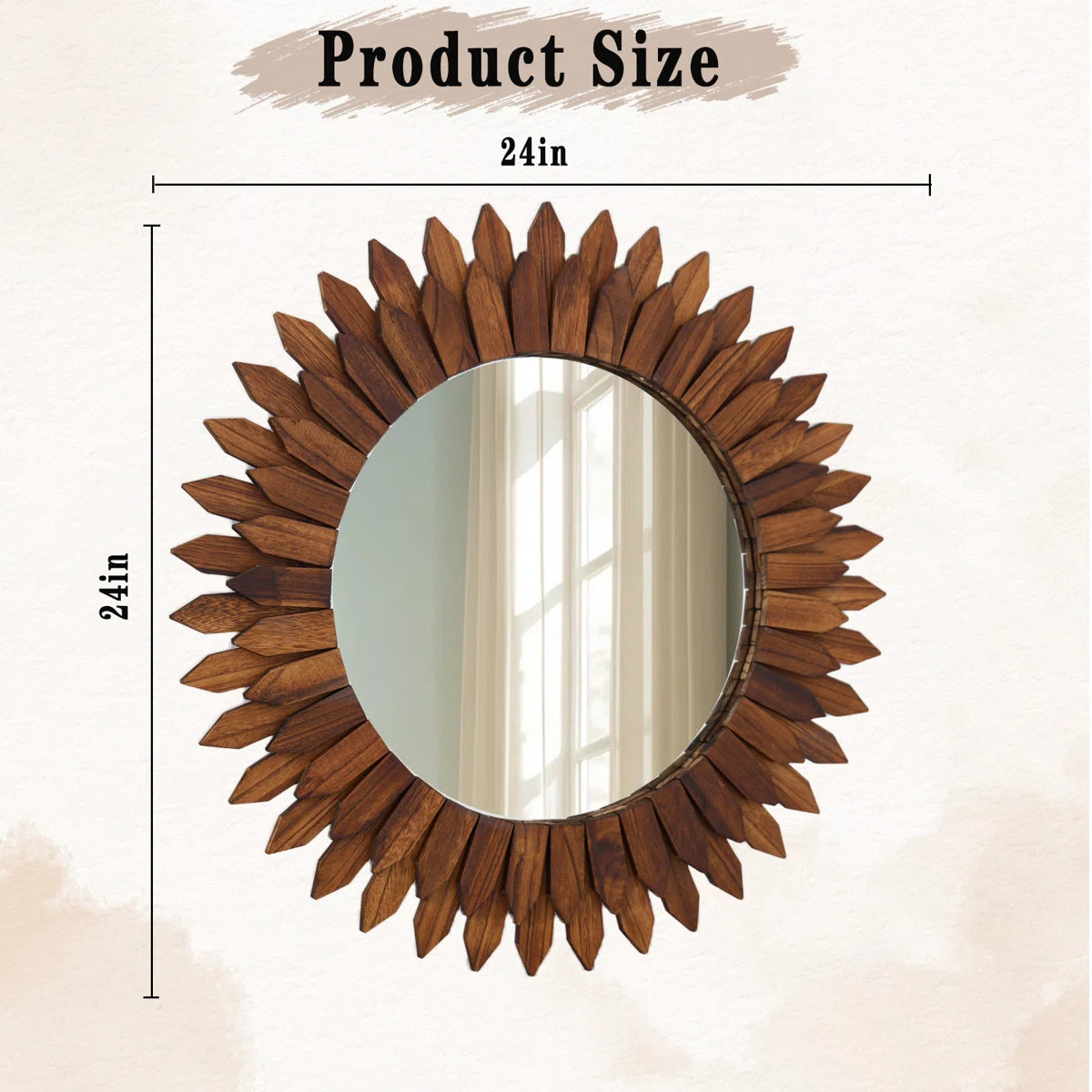 Decorative Wood Framed Round Mirror