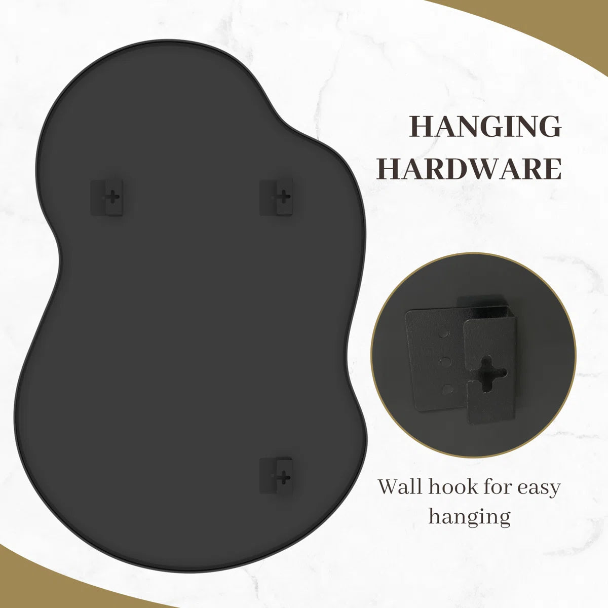 Irregular Asymmetrical Wall Mirror Modern Metal Frame Decorative Mirror