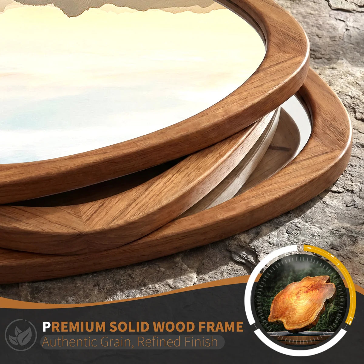 60" x 22" Organic Irregular Wood Framed Full Length Floor Mirror, Asymmetrical Decorative Mirror for Bedroom, Living Room, Entryway