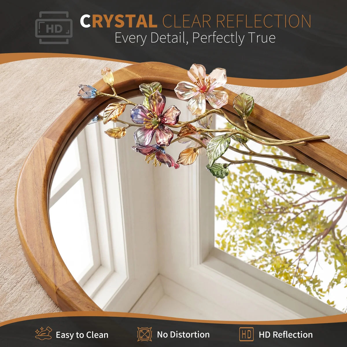 60" x 22" Organic Irregular Wood Framed Full Length Floor Mirror, Asymmetrical Decorative Mirror for Bedroom, Living Room, Entryway